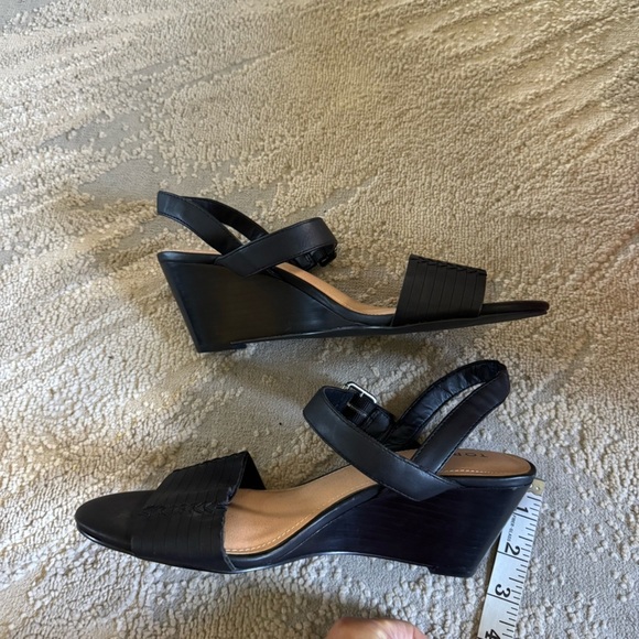 Torrid black sandals wedge Stitch Straps buckle stretch back strap #E20237 9 - Picture 3 of 8